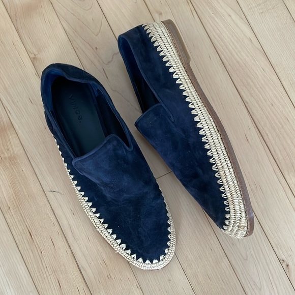 Vince Shoes - NWT Vince Navy Blue Suede Leather Slip On Espadrilles